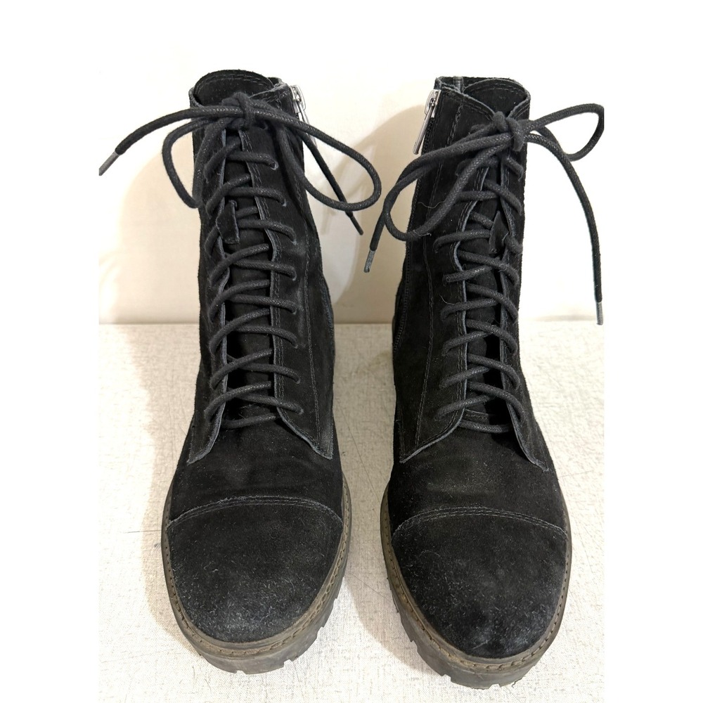 Lucky Brand Ictus Women's Size 10 Black Suede Lace Up Combat Ankle Boots - Picture 2 of 13